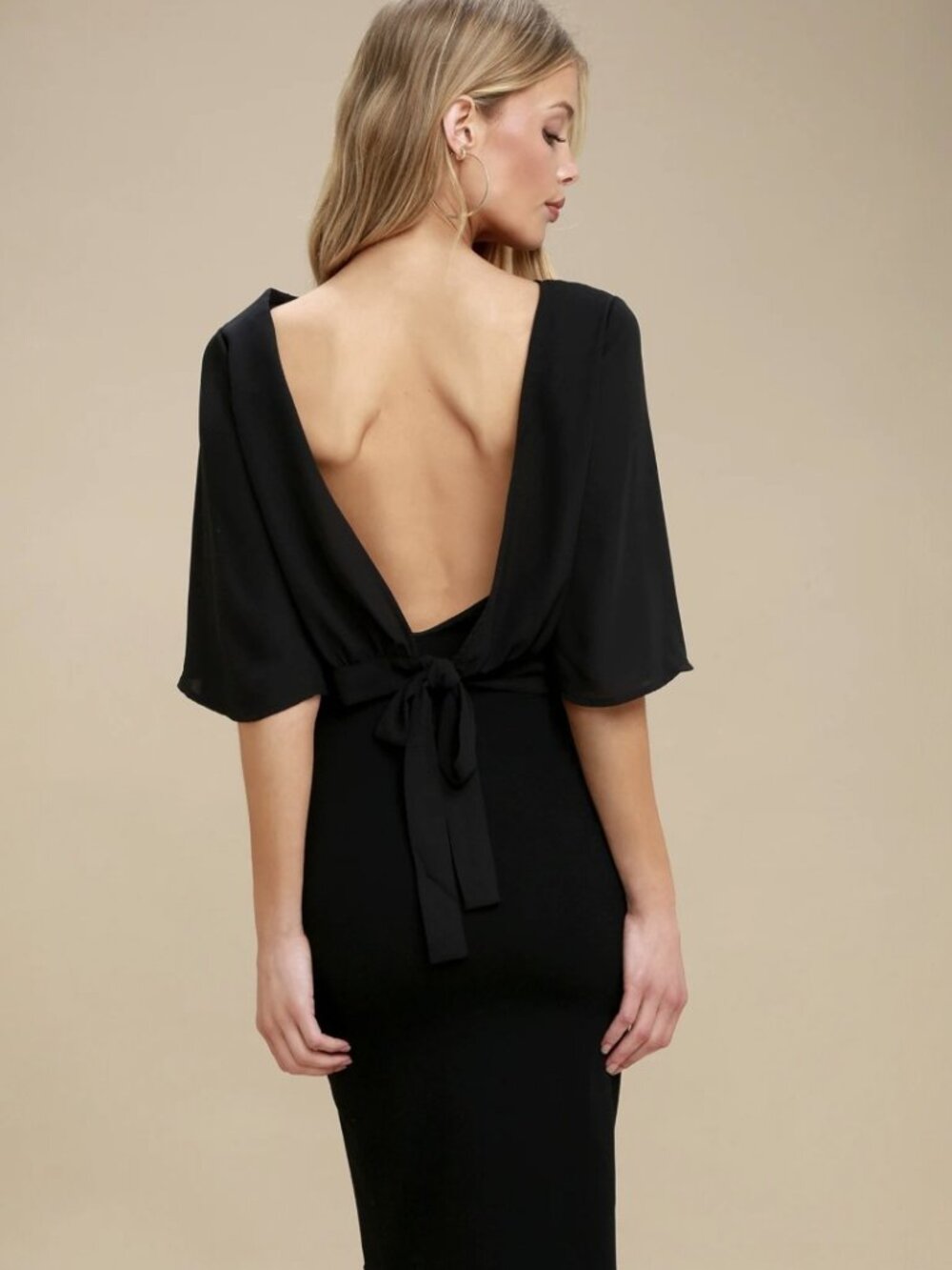 Lulus Cute and Tie Black Two-Piece Bodycon Midi Dress NWT - Picture 5 of 9